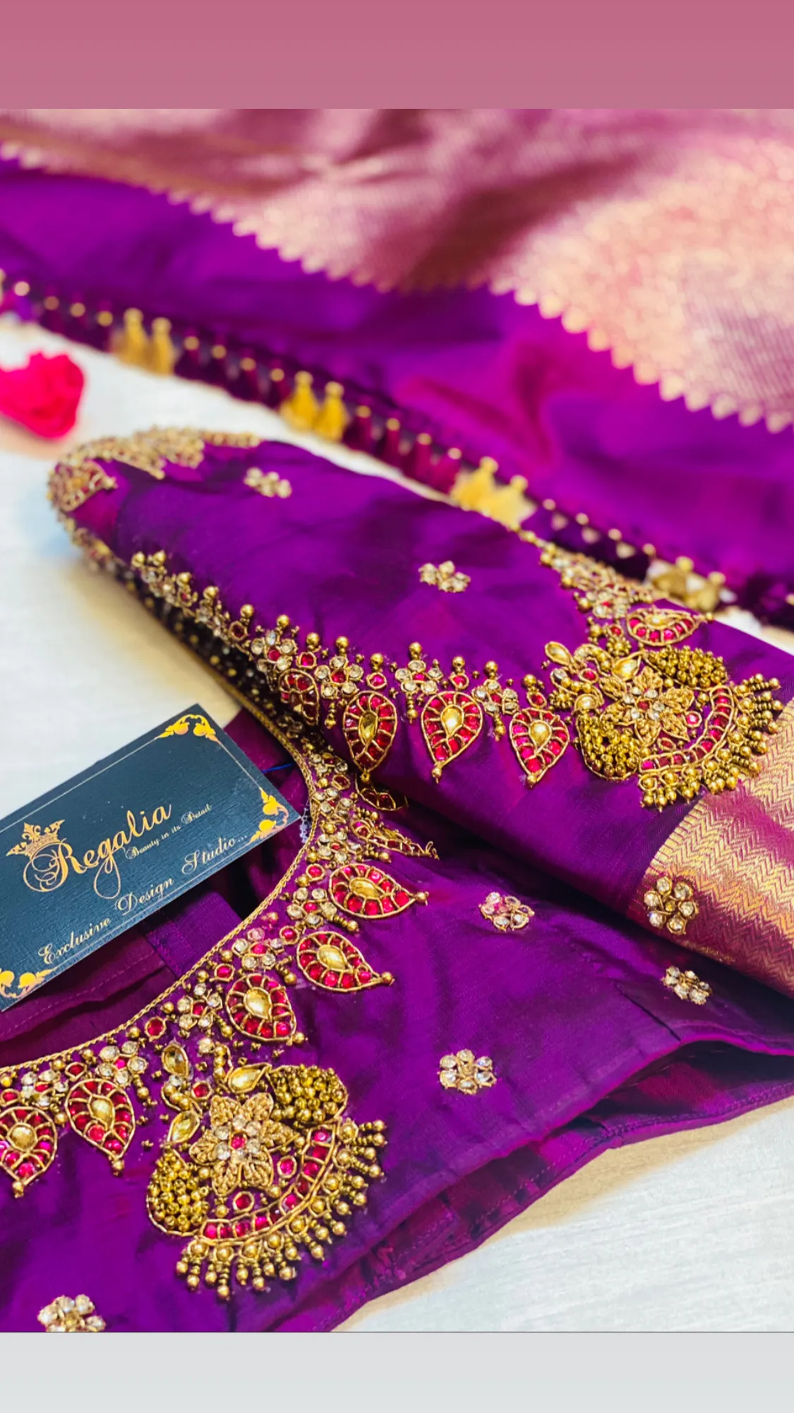 Hand-embroidered designer blouse by Regalia Couture